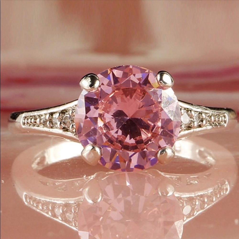 925 pink & white topaz ring - Picture 6 of 8